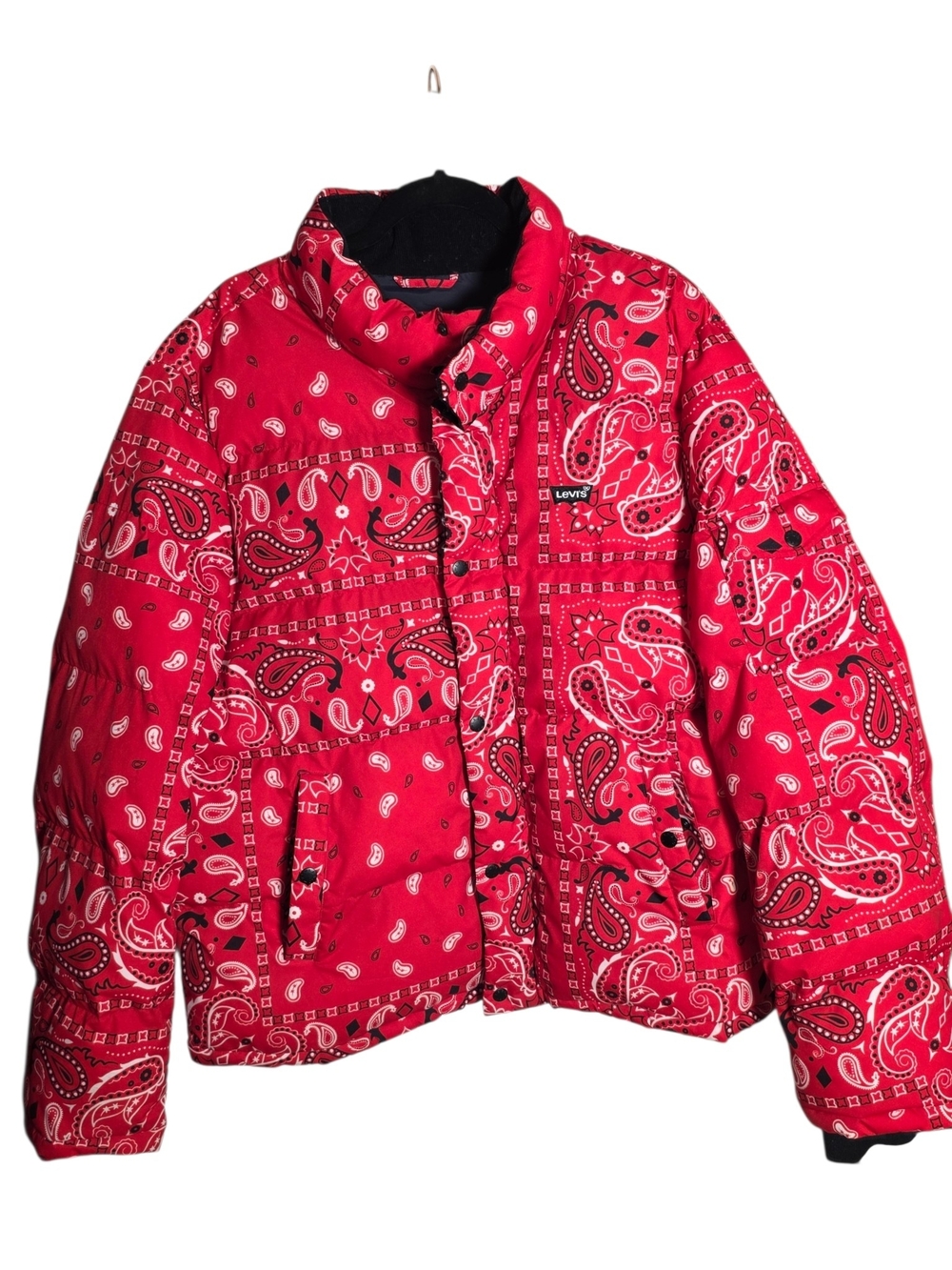 Levi's Red Bandana Paisley Print Puffer Jacket Size Large Streetwear